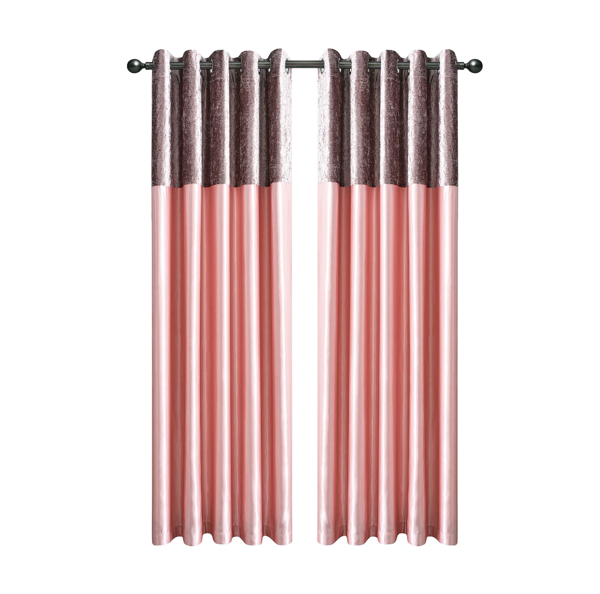 CHARKHAH Crushed Velvet Faux Silk Curtains for Bedroom Living Room Elegant and Silky Blackout Fabric Pair of Fully Lined Door Curtain with Eyelet Rings (Blush Pink, 46" Wide x 72" Drop) โ image 1