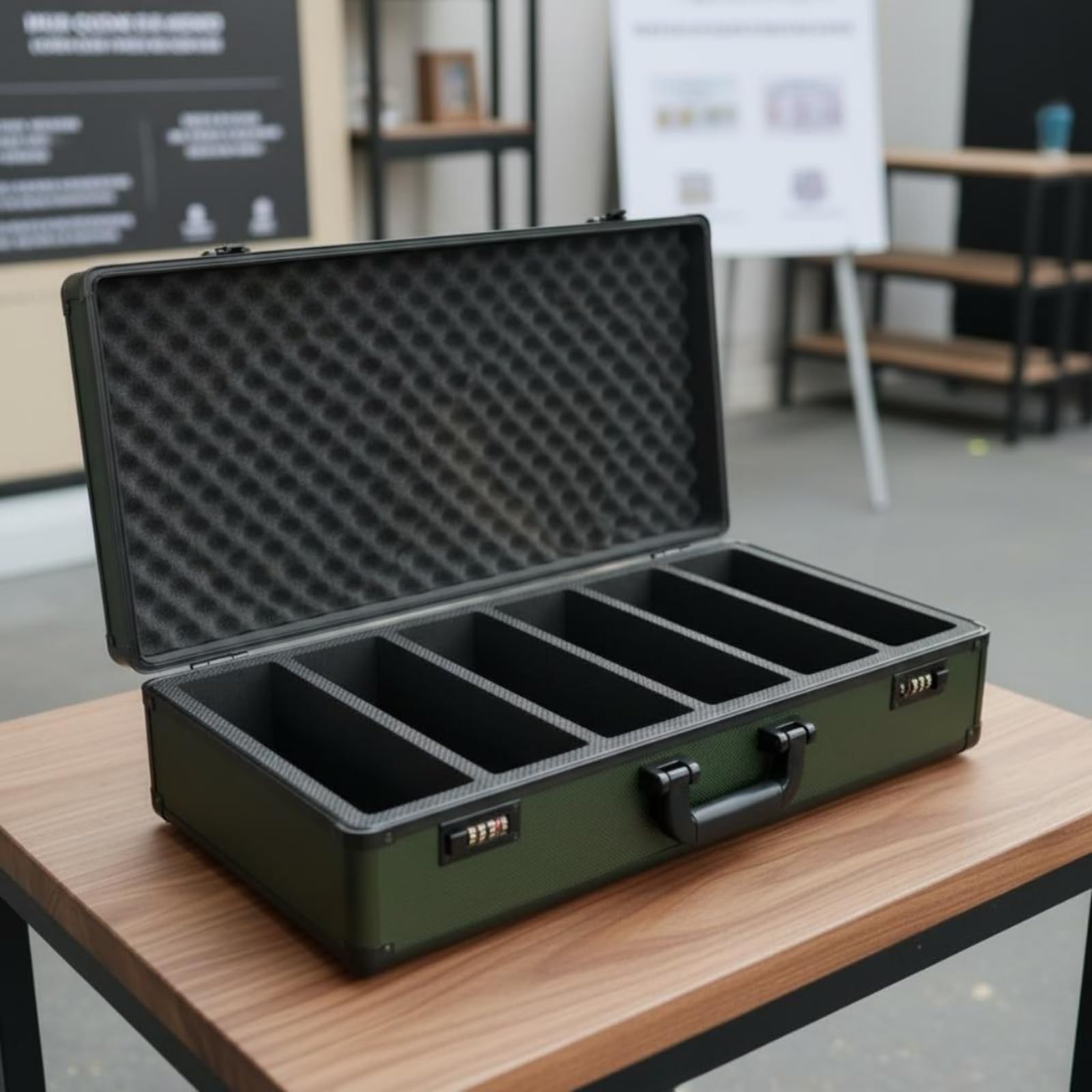 predolo Kartenaufbewahrungskoffer Sammelkarten Box Etui Koffer Hülle mit Hartem Schutzgehäuse Und Trennfächern Gegen Stöße Staub Druck für Transport, 6 Kartenfächer Mit Zahlenschloss