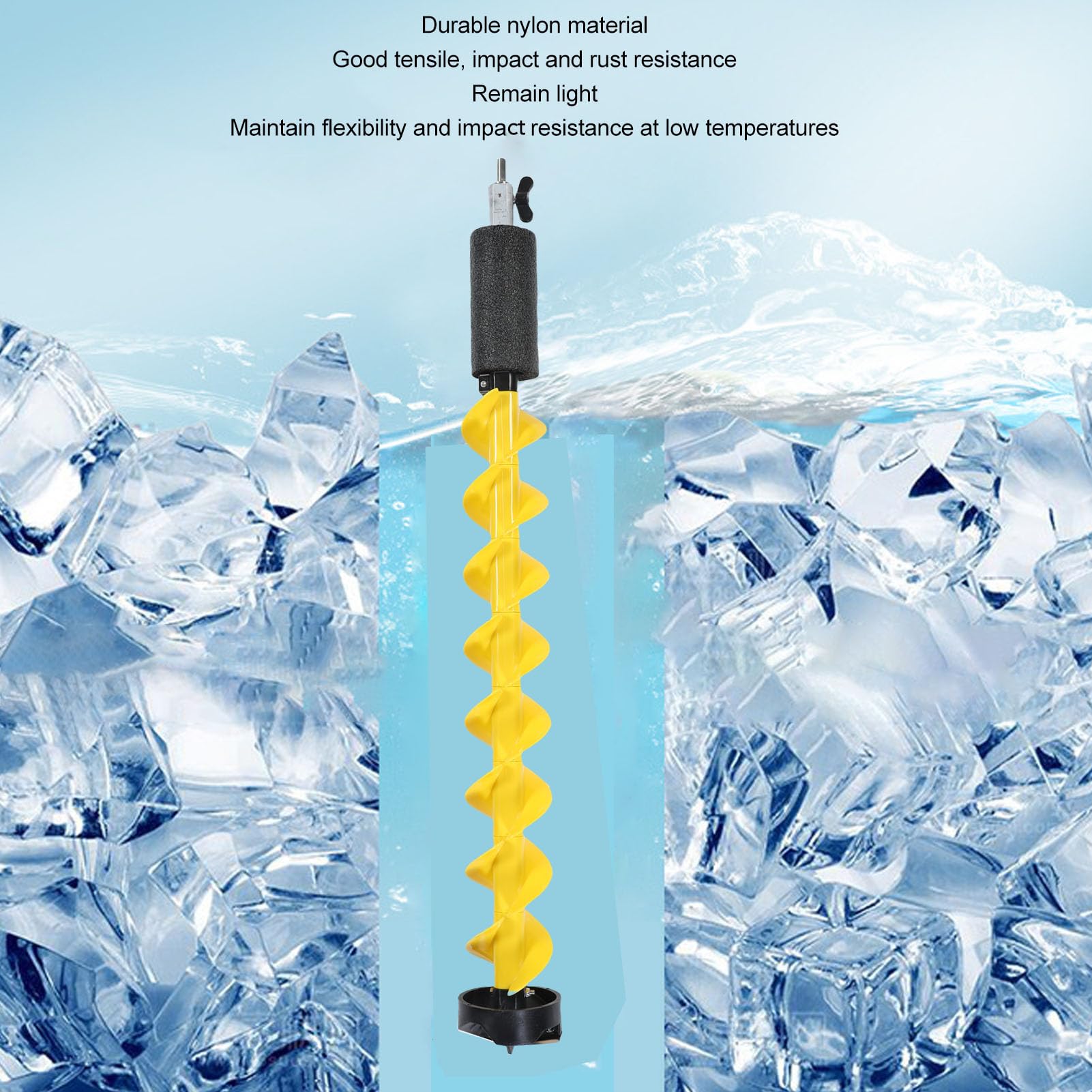 Tarière à glace électrique sans fil en nylon, foret léger résistant aux chocs pour les amateurs de forage de glace jaune