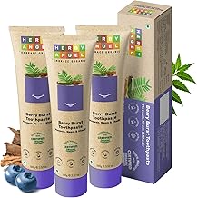 Herby Angel Baby Toothpaste Berry Burst - Herbal Kids Oral Care with Neem, Khadir & Meswak | Promotes Strong Teeth & Healthy Gums | Fluoride Free,Organic & Safe for Toddlers -100gm (Pack of 3)