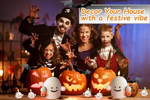 Miniatura 3 de Velas fantasmas grandes perfumadas, 4 unidades, 1 grande y 3 mini, espeluznante vela de Halloween, decoración de Halloween para interiores