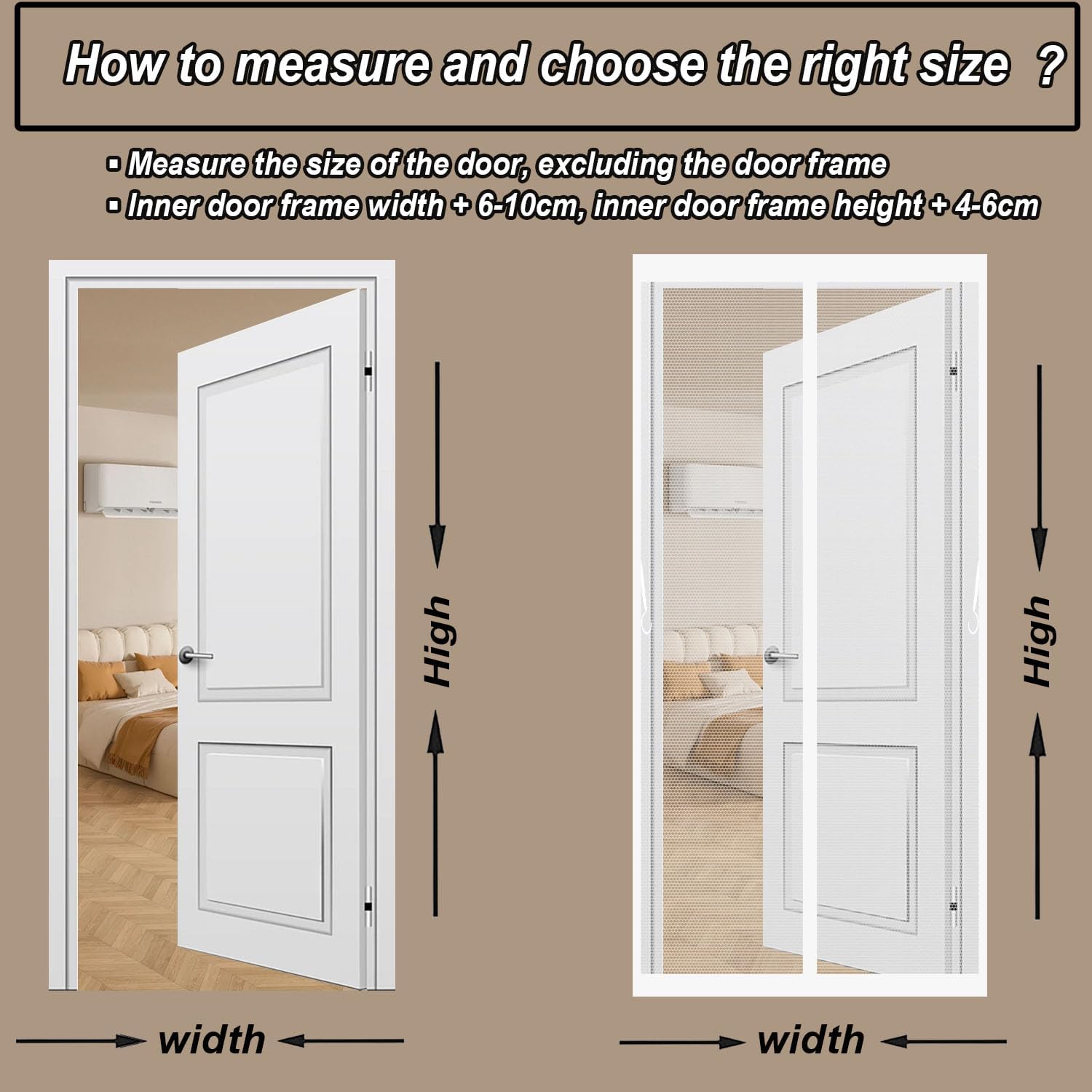 Magnetic Mosquito Net for Doors, 96 x 208 cm, Anti-Insect Screen with Adhesive, Easy to Install with Magnets for Doors, Windows, Balcony and Living Room, White