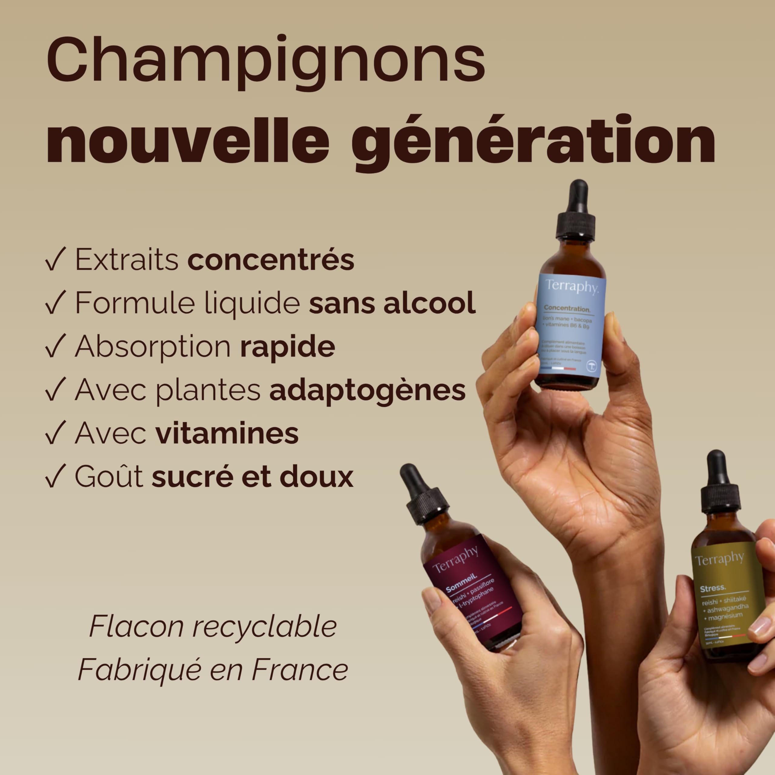 Cure Concentration 30 jours Champignons Adaptogènes - Lion’s Mane, Bacopa & Vitamines B6 B9 - Développe Focus, Mémoire et Clarté Mentale - Formule Liquide Bio Ultra Efficace