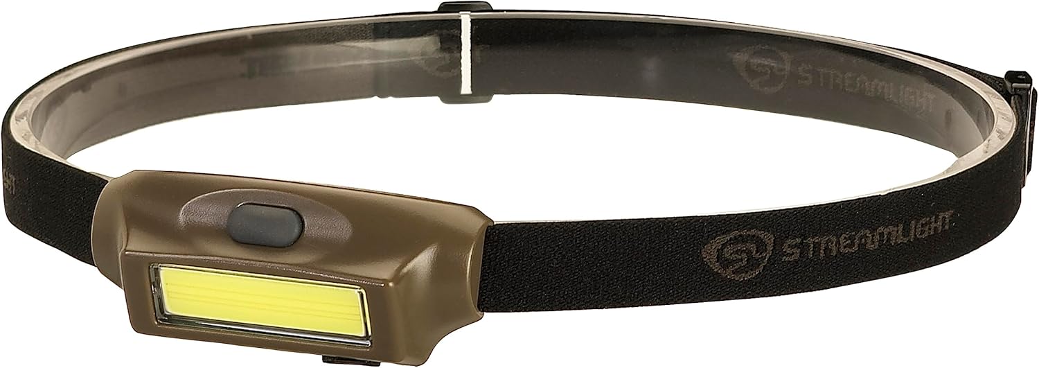 Streamlight 61707 Bandit 135-Lumen USB Rechargeable Green LED Headlamp with Elastic Head Strap, Clip, and USB Cable, Coyote