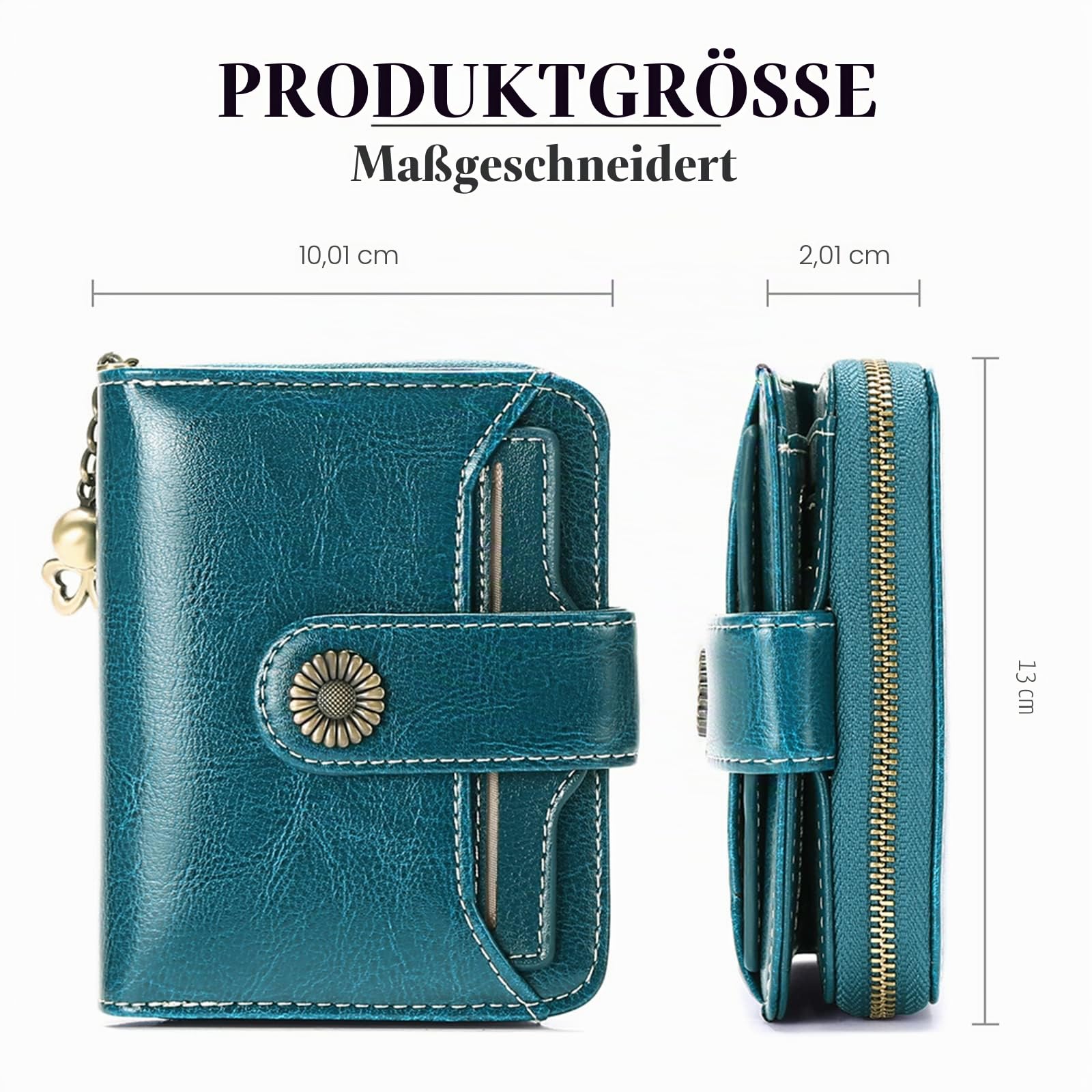 SENDEFN Geldbörse Damen Klein,Geldbeutel Frauen Leder, mit Münzfach Kleines Zipper Brieftasche Kartenhalter mit RFID Blocker