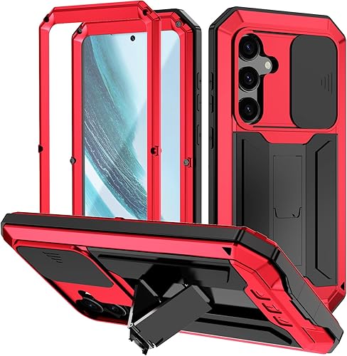 Miniatura 8 de Miimall Funda de metal para Galaxy S24, S24 de cuerpo completo con protector de pantalla integrado, soporte y cubierta de cámara, funda resistente
