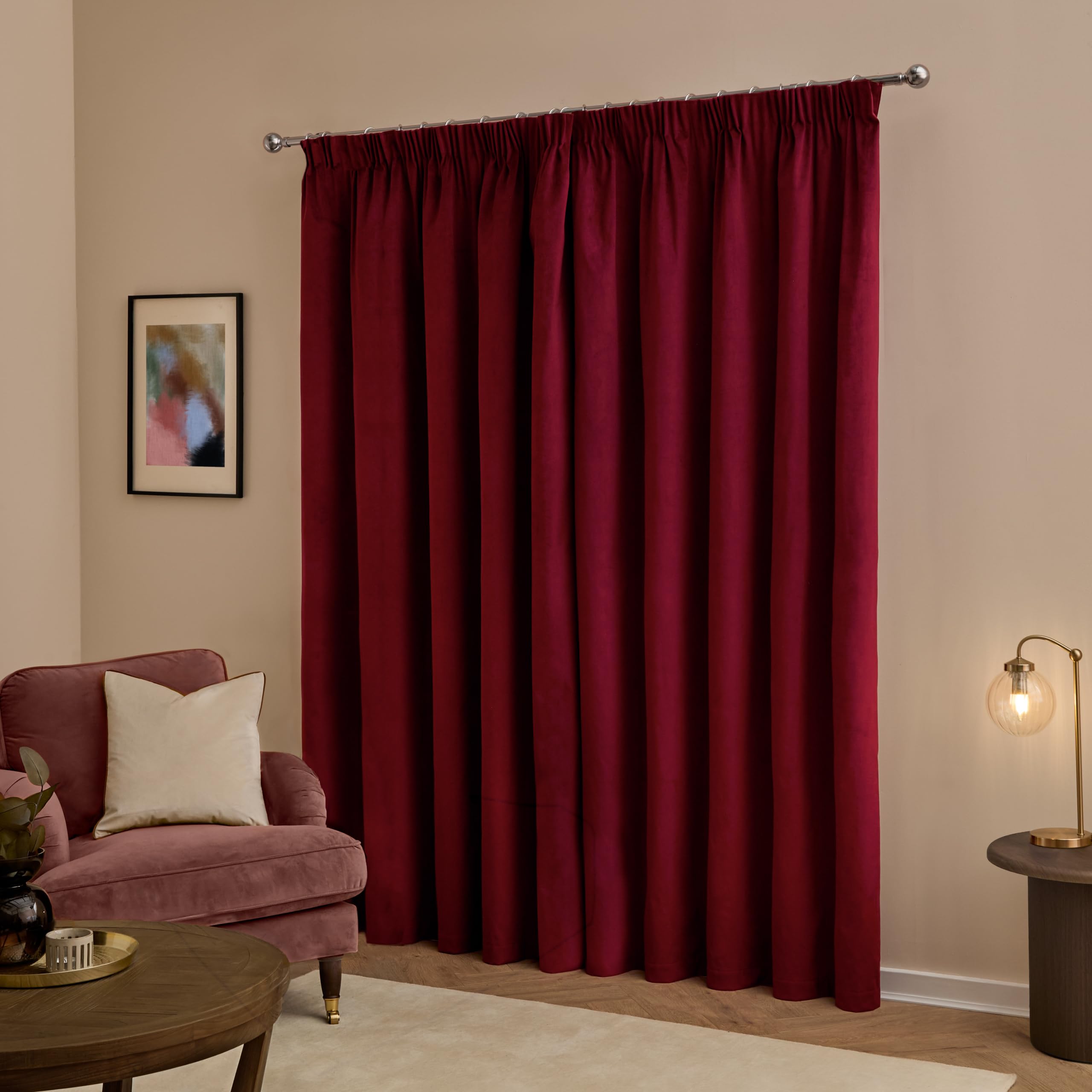 furn. The Ultimate Velvet Bleistiftfalten Vorhänge (Rot-168x137cm)