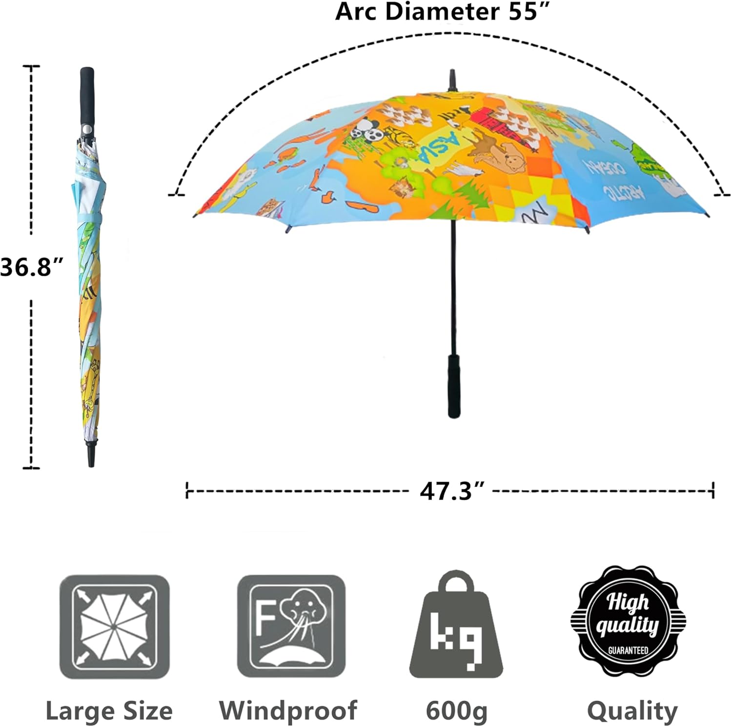 Custom All Over Print Golf Umbrellas, Personalized Golf Umbrella with Business Logo Photo or Design - 55 Inch Large Size, Windproof & Strong, Fit Gifting or Personal Use