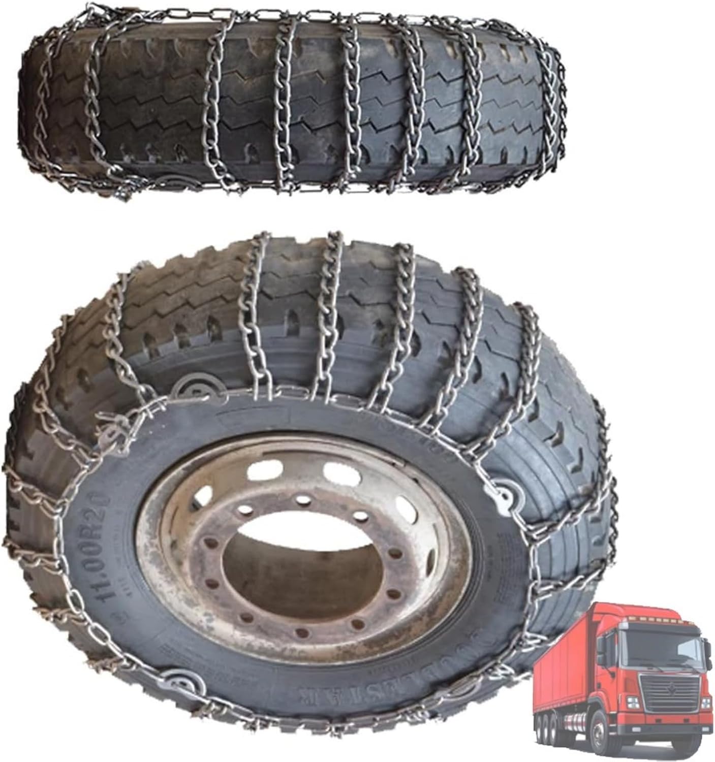 2pcs 9mm Heavy Duty Snow Tire Chains for Suv and Pickup Trucks Traction Chains Manganese Skid Design for Snow and Mud Reliable Grip 12.00-20 2pcs 6.00-14