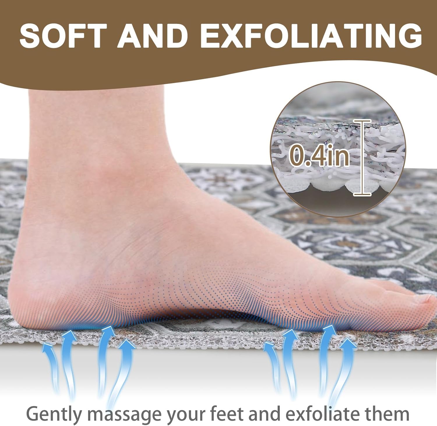 Square Shower Mat Non Slip: 32x32 Inch Extra Large Shower Mats for Inside Shower, Anti Slip Shower Floor Mat, Loofah Shower Stall Mats for Elderly, Non Slip Shower Mat with Drain Hole in Middle - Image 4