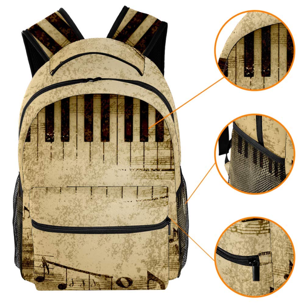LORVIES Noten-Rucksack, Schulterrucksack, Büchertasche für Schule, Studenten, Reisetasche