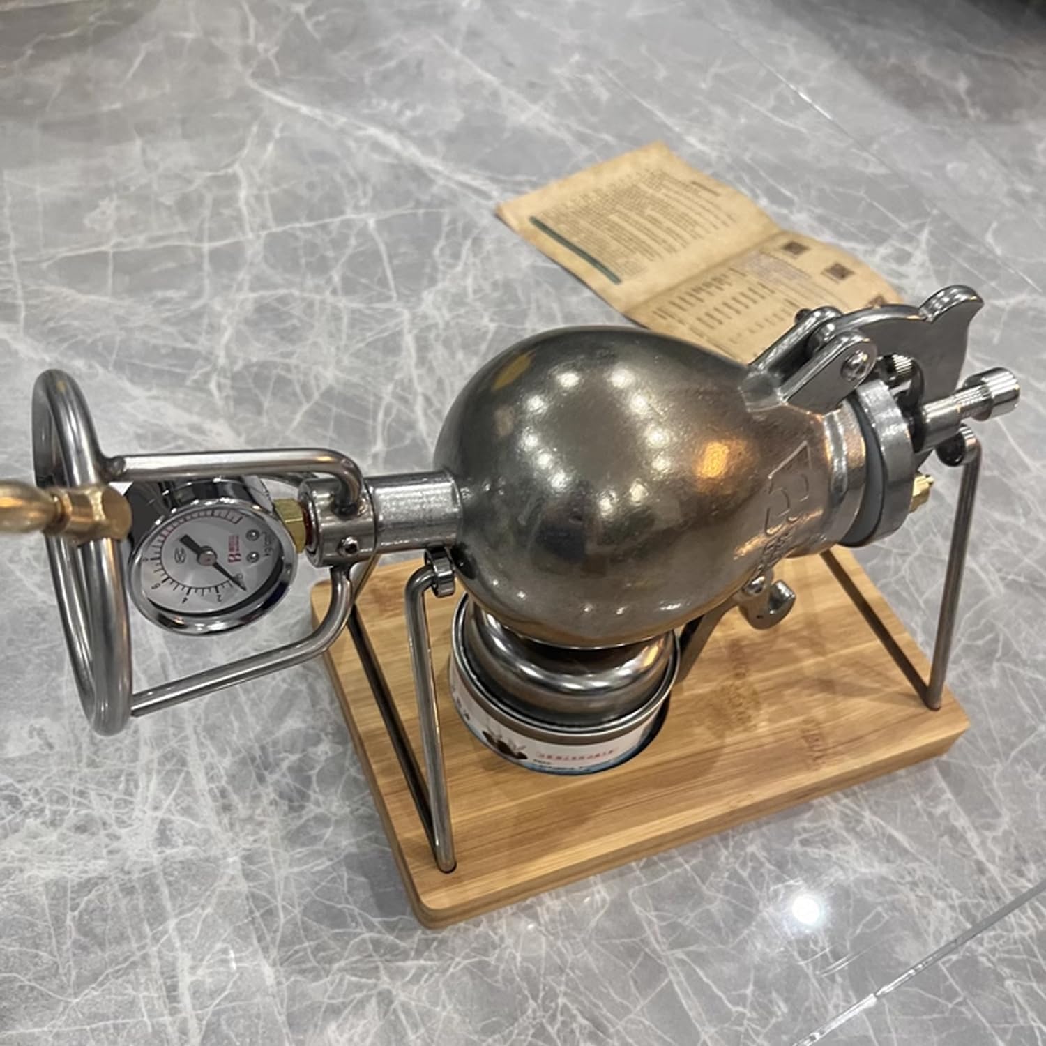 Retro Stainless Steel Popcorn Machine - High Pressure Popcorn Maker & Rice Puff Maker for Home Parties (520ml)