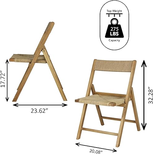 Miniatura 4 de JONATHAN Y FLD1002A-SET2 Silla plegable de mimbre de seagrass tejida en madera moderna costera de Kiawah, transicional, bohemia, clásica