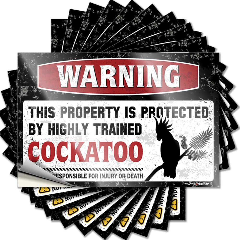 Fzfn Colour Custom, Decal Adults Water Warning This Property Is Protected By A Highly Trained Cockatoo | Western Waterproof Vinyl Stickers(6X9cm)
