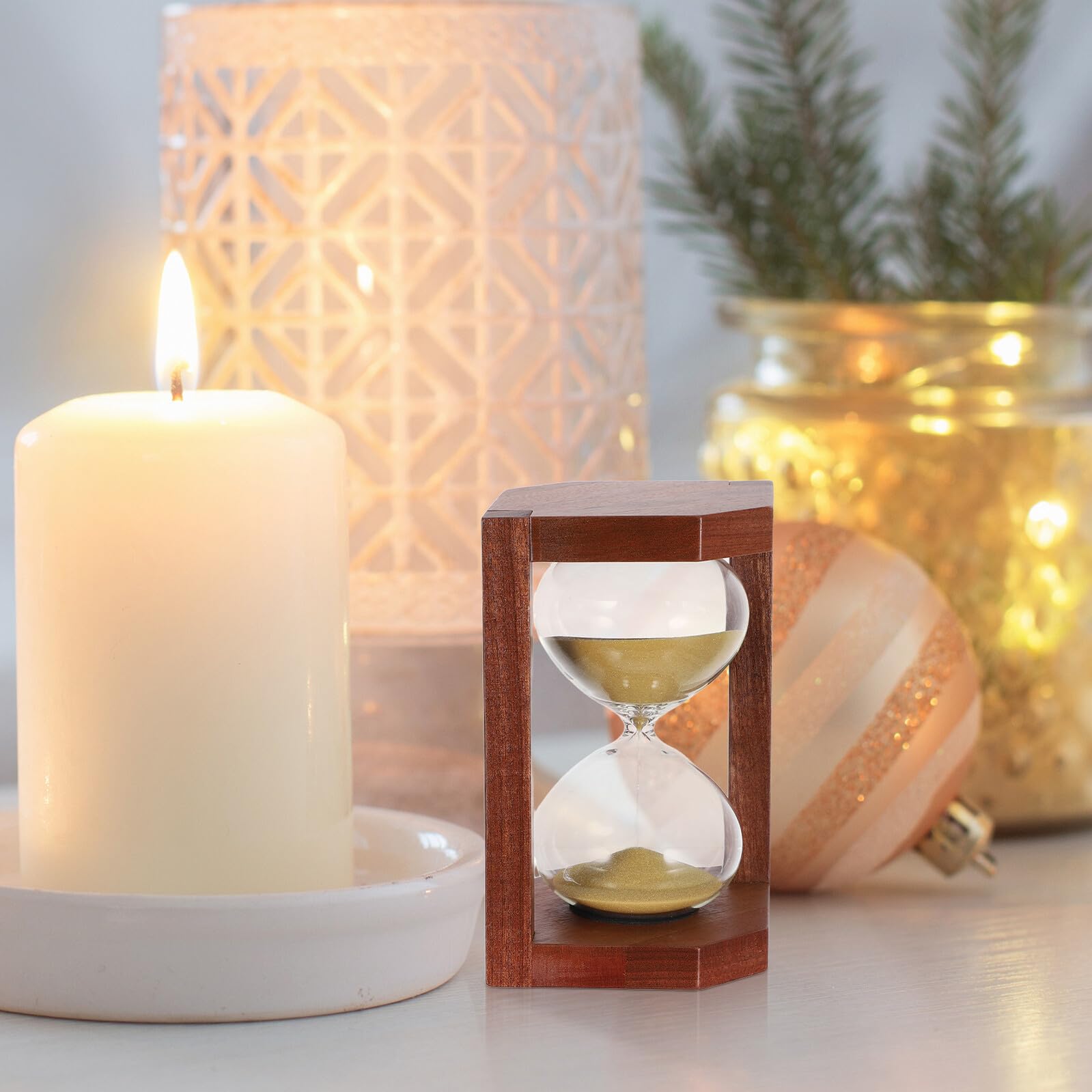 Temporizador Retro de Reloj de Arena de Madera Maciza 15 Minutos