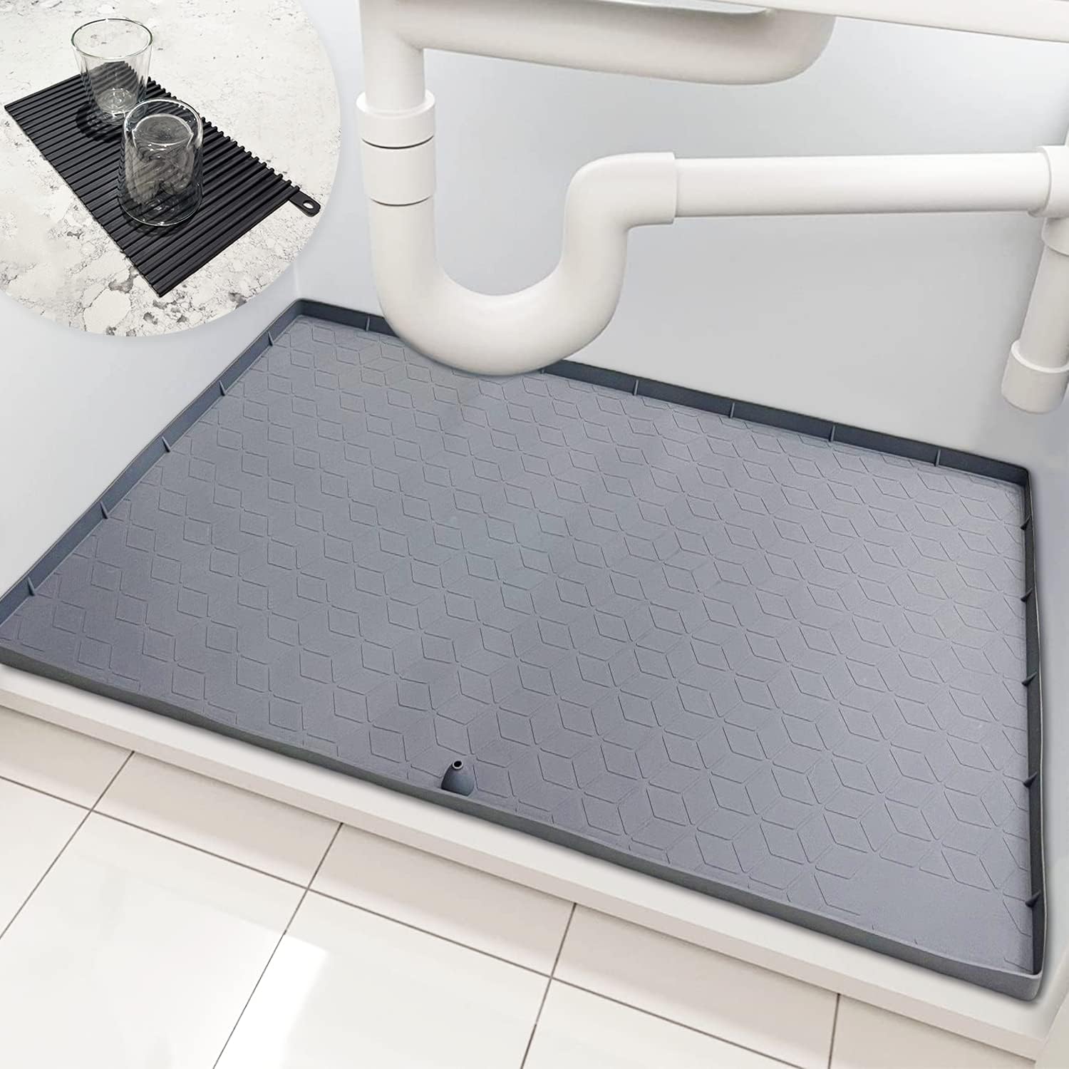 Under Sink Mat for Kitchen Waterproof, 34" x 22" Under Sink