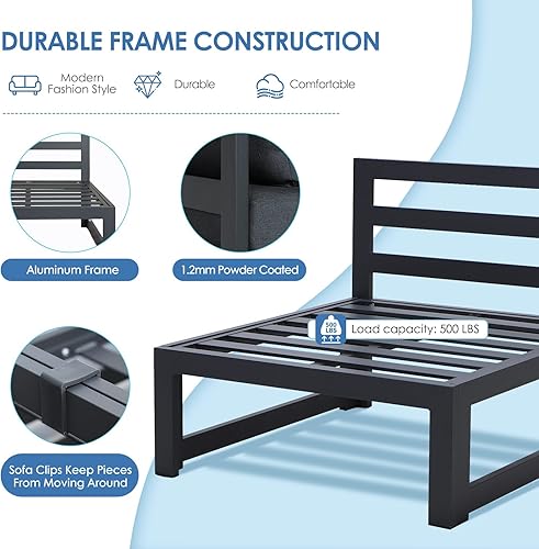 Miniatura 166 de NICESOUL 7 Piece White Powder-Coated Aluminum Patio Furniture with Fire Pit Table, 29 Inch Extra Wide Outdoor Sectional Sofa for 6, High-End Heavy