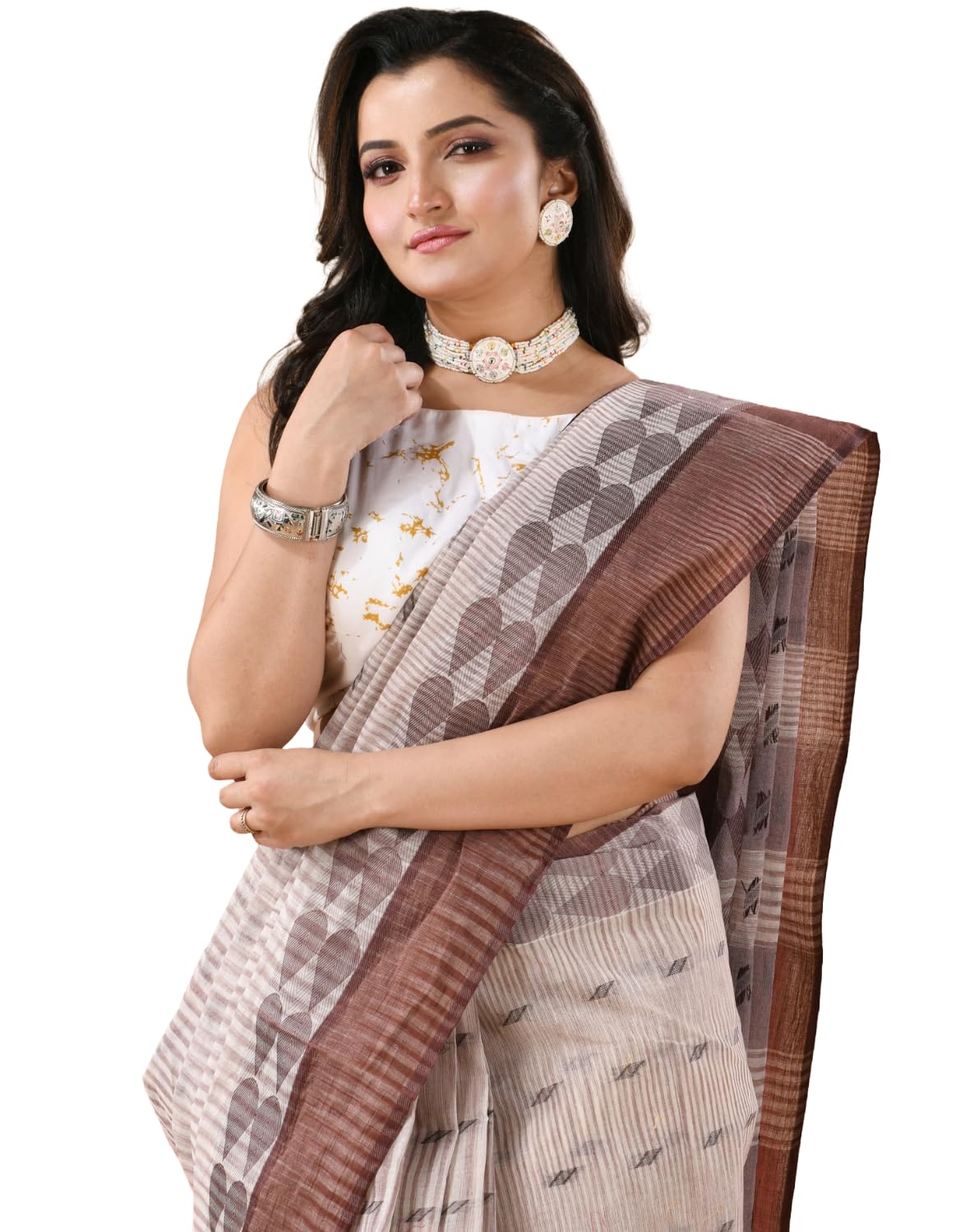 Women's Tant cotton saree for woman silk cotton sarees party, wear handloom sarees for women trending bengal cotton fancy cotton sarees for women latest, Pearl design-image-10