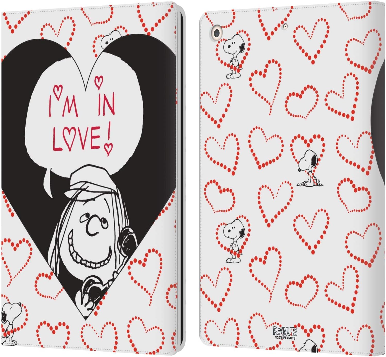 Head Case Designs Officially Licensed Peanuts Peppermint Patty in Love Sealed with A Kiss Leather Wallet Case Compatible with Apple iPad 10.2 2019/2020/2021