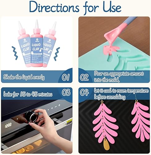 Miniatura 4 de Arcilla de polímero líquido rosa de 4.2 onzas, arcilla líquida para horno de arcilla polimérica, para entusiastas del bricolaje, fácil de moldear y