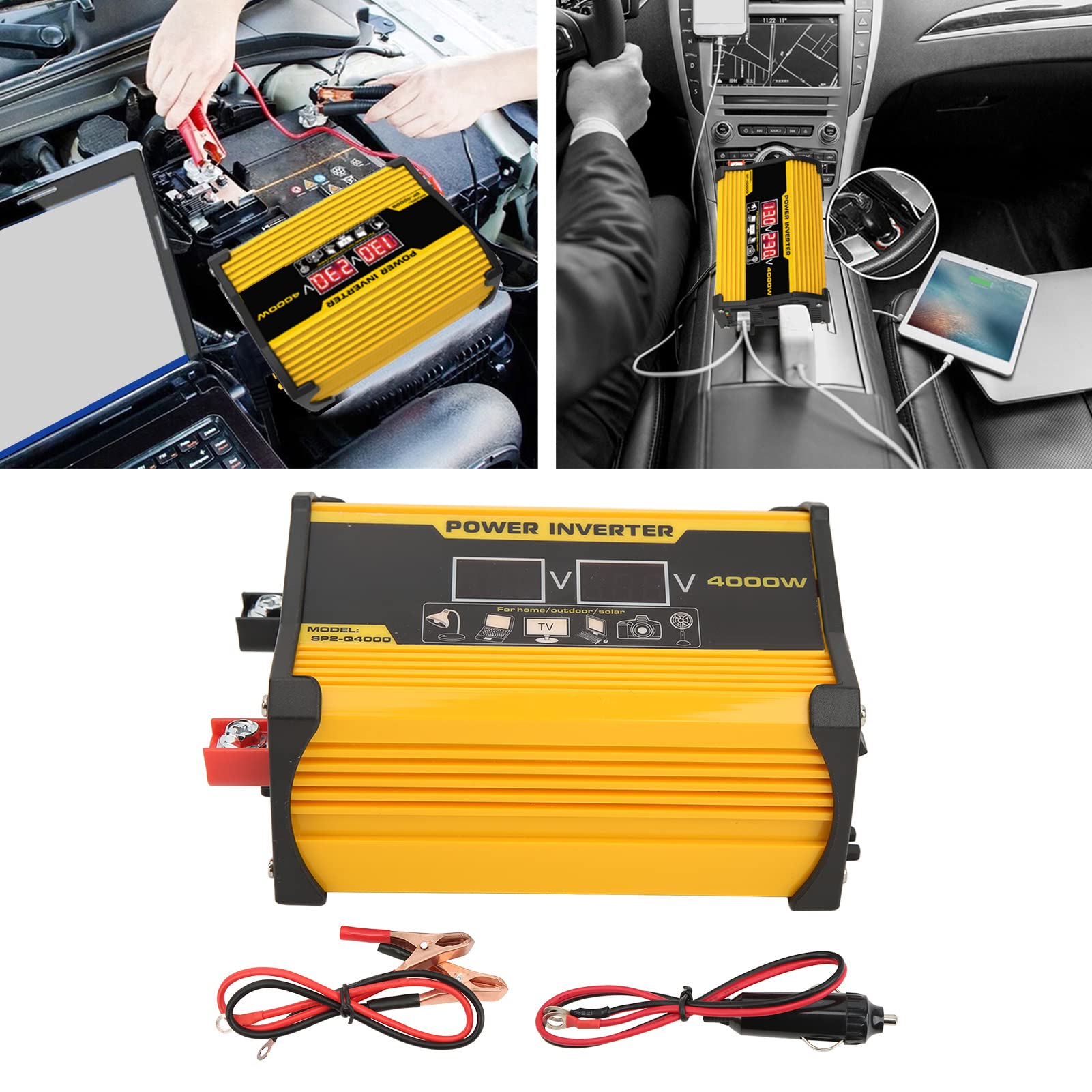 Kit de Inversor Solar, Kit de Inversor de Panel Solar Monocristalino de 18 W Controlador de Carga de 30 A Inversor Inversor de 300 W Protección Completa Pantalla LCD para Exteriores (12V a 220V)