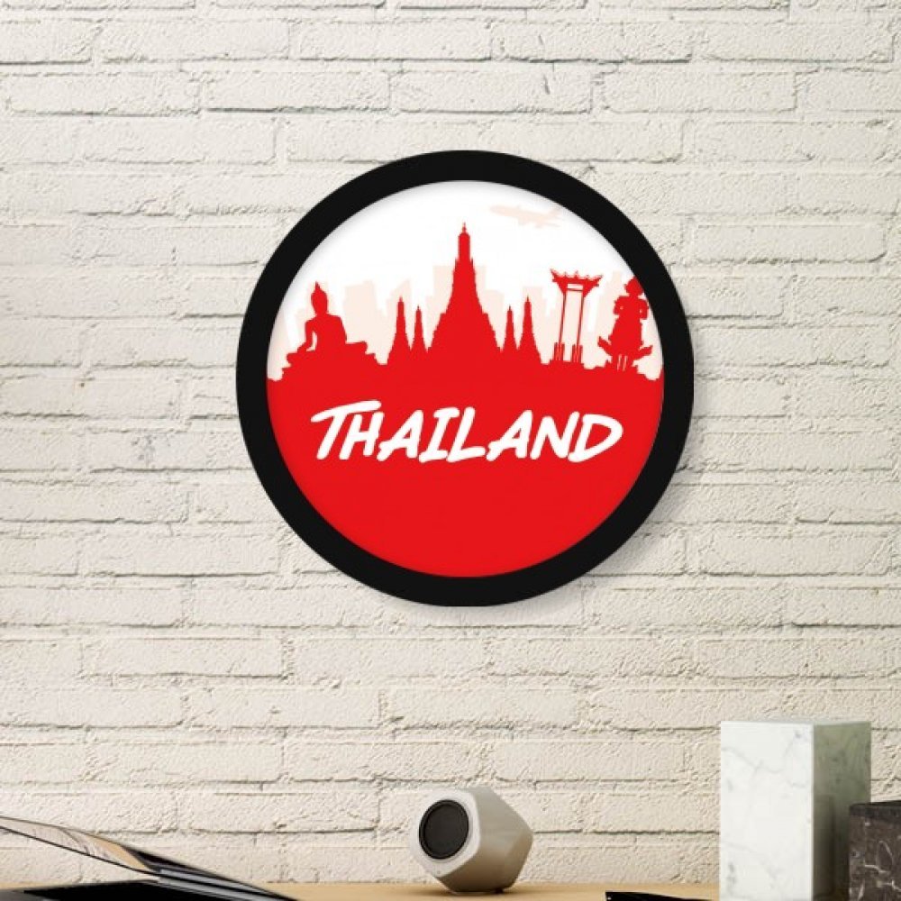 Cadre photo ronde bois noir pour rompre la monotonie murale art Thaïlande rouge
