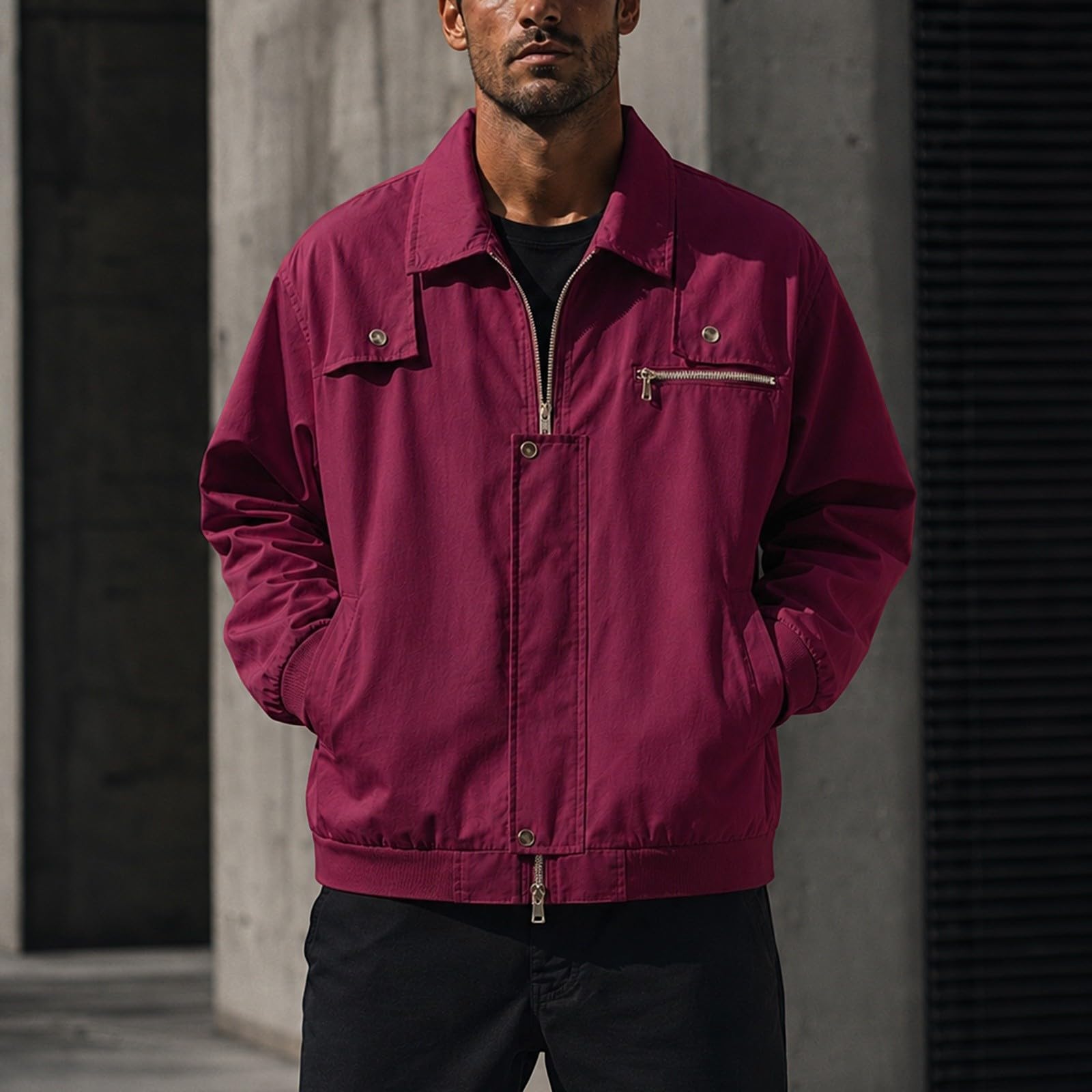 Giacca da lavoro da uomo con risvolto, tinta unita, autunnale, giacca casual, cappotto