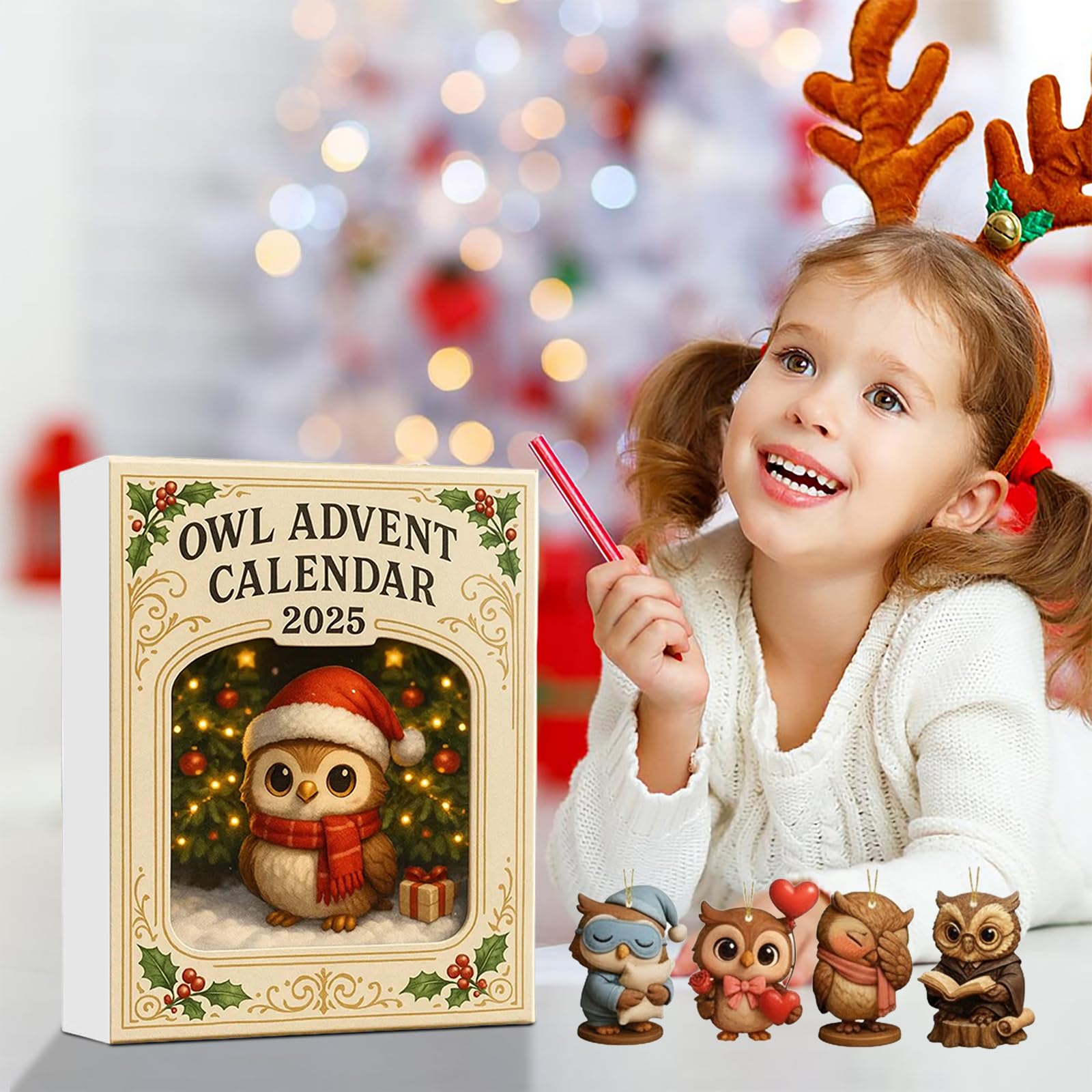 Calendario de Adviento de Búho 2025 con 24 Mini Figuras para Coleccionistas y Amantes de Búhos