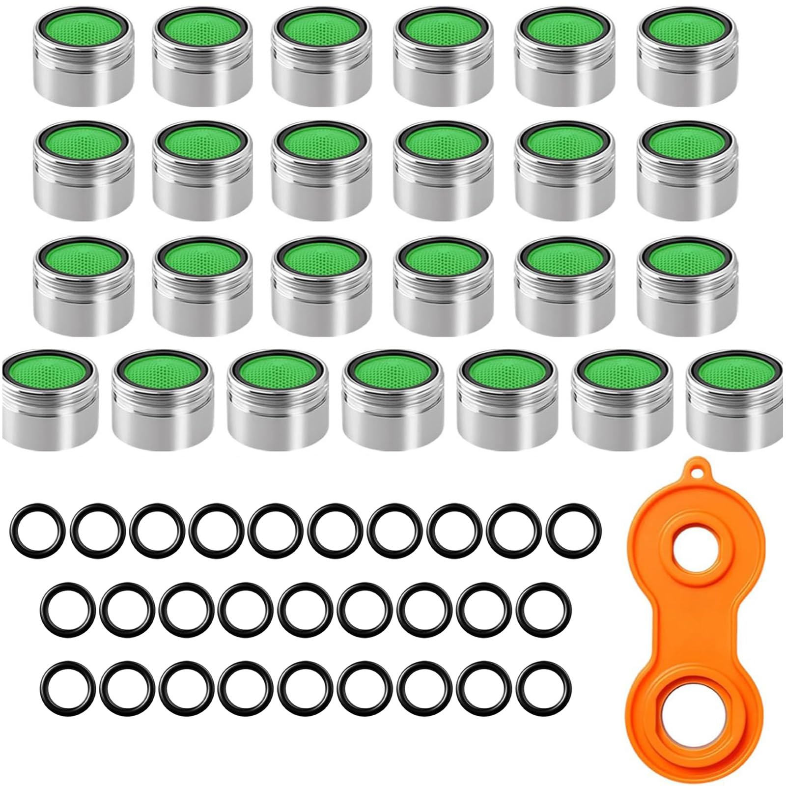 24mm Faucet Aerator with Washer and Wrench Water Saving Flows Restrictors Tap Bubblers for Bathroom or Kitchen Sink Splash Proof Tap Bubbler Filter with Washer Wrench Water Saving for Bathroom
