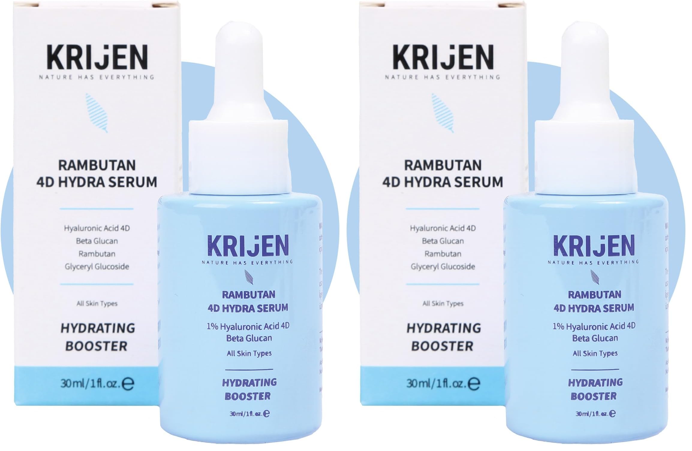 Krijen RAMBUTAN 4D Hydra Yoğun Nemlendirici Serum | Hyaluronic Acid 4D + Beta Glucan (2 paketi)