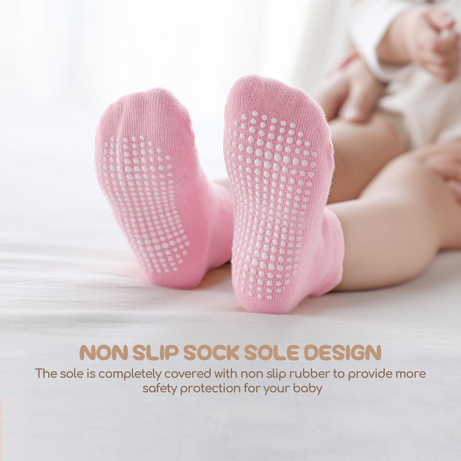 Non Slip Grip Ankle Baby Socks 12 Pack for Toddler Boys and Girls Kids,Infant Cute Cotton Baby Socks - Image 5