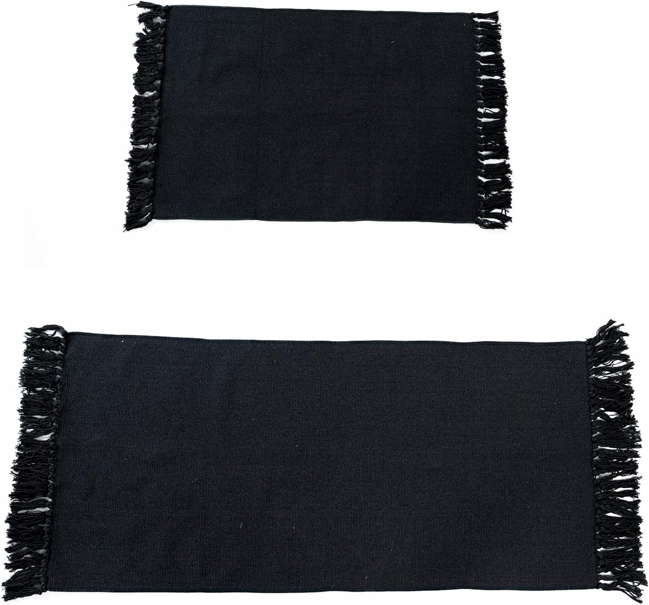 2PCS Cotton Throw Rug Set with Non-Slip Rug Pad, RoomTalks Grey Boho Reversible 2’x3’ Small Area Rug and 2’x4.4’ Runner Rug Kitchen Rugs and Mats Set Bathroom Floor Carpet Doormat (Combo, Dark Grey): Home & Kitchen