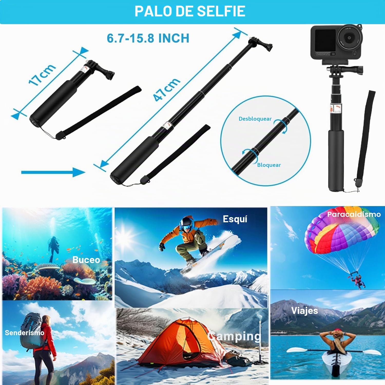 Accesorios para DJI Osmo Action 5 Pro/4/3, Saprdii carcasa impermeable, protector de pantalla, filtros, accesorios para buceo, soporte para bicicleta, palo selfie, soportes para pecho/cabeza/manillar
