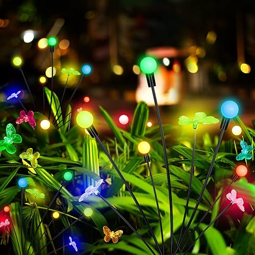 Miniatura 7 de Luces solares de luciérnaga para jardín, 2 unidades, 16 LED RGB que cambian de color, decoración solar de jardín, luces solares de jardín