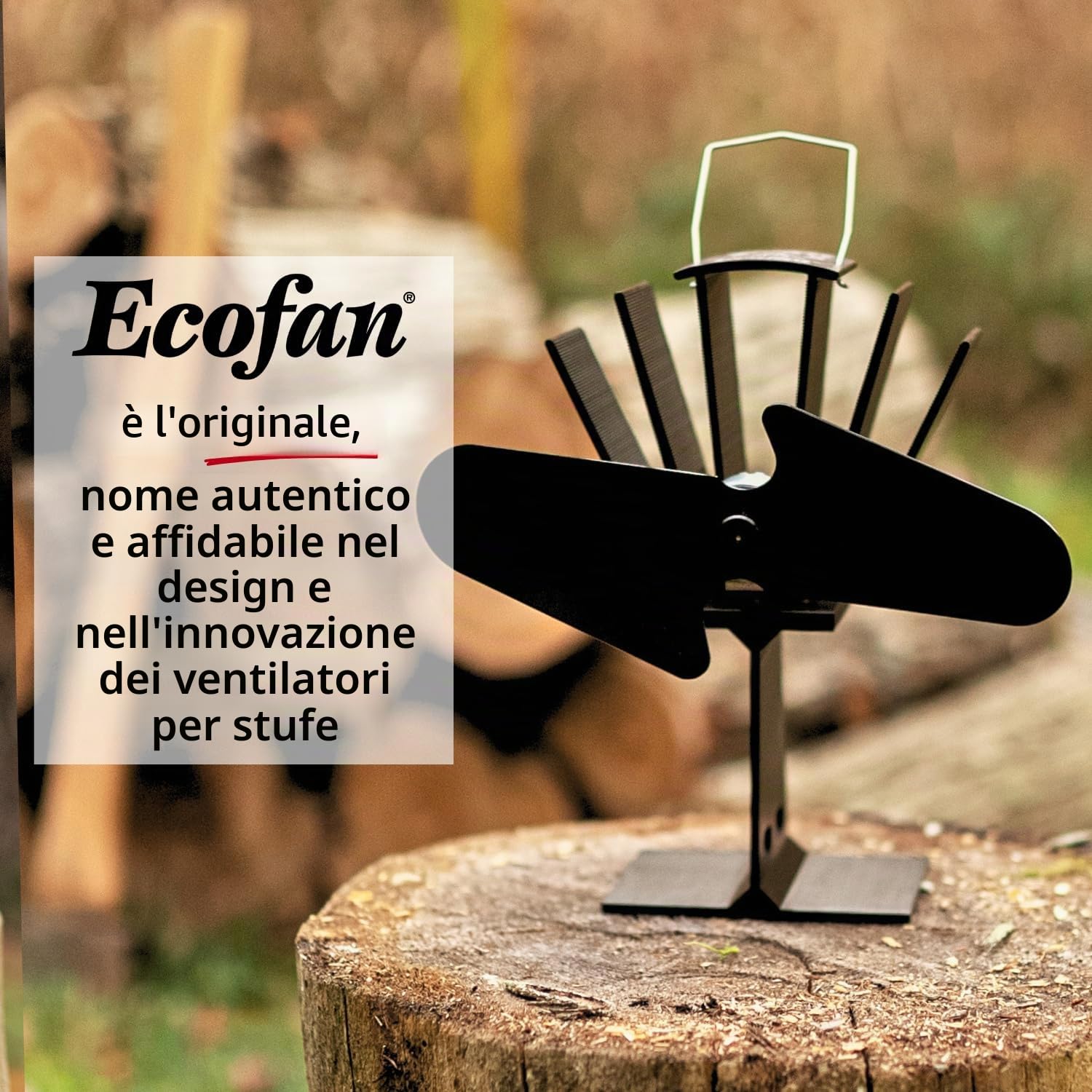 Ecofan 800CAXBX - Ventola per stufa a legna alimentata a calore, colore: nero, bilingue