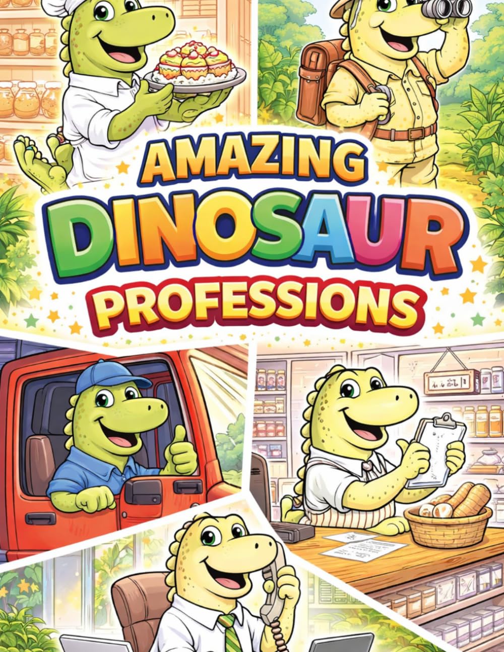 Amazing dinossaur professions: Coloring Book for Kids Featuring Fun Dinosaurs as Firefighters, Bakers, Explorers, Drivers, and More!