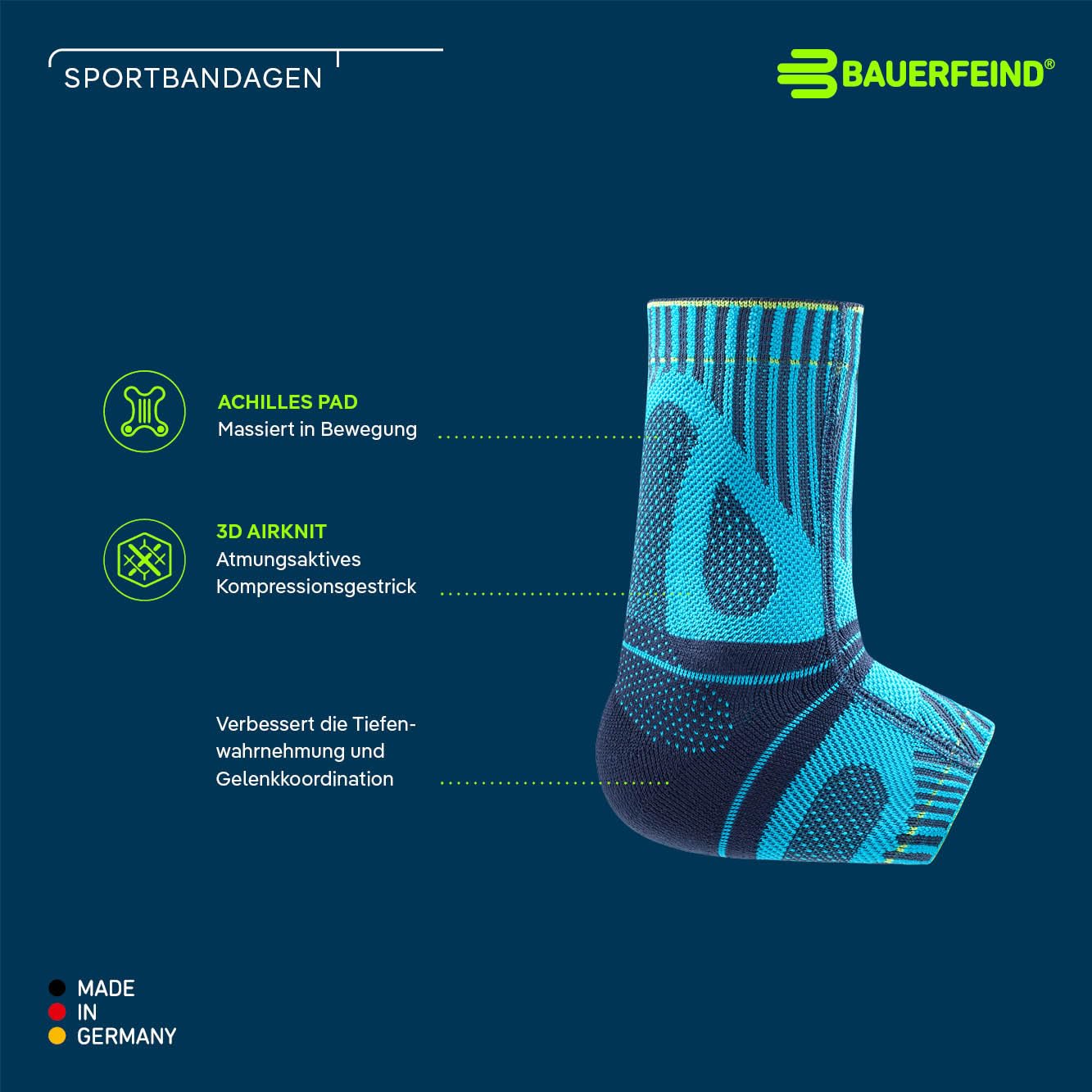 BAUERFEIND Achillessehnen-Bandage Sports Achilles Support 1 Unisex Sprunggelenk-Bandage für Sport