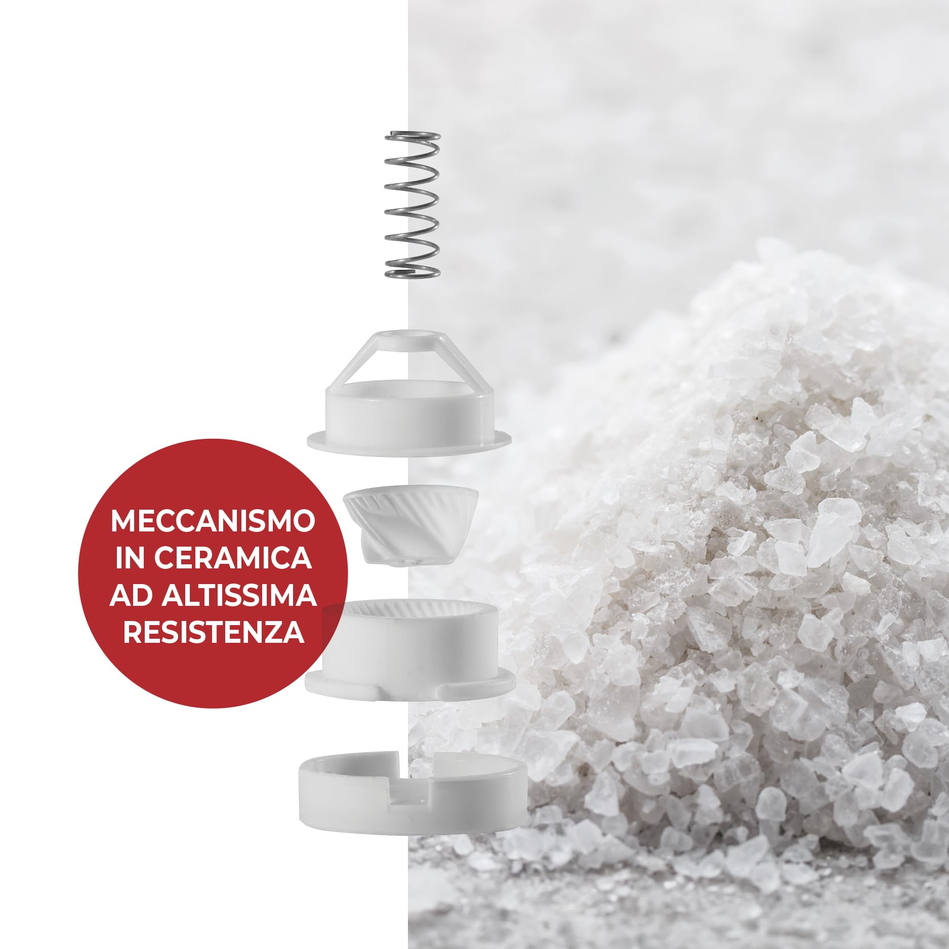 Set Macina Sale Pepe Manuale "Como" in Acrilico, 9 cm, Macinino Quadrato per Sale con Macina in Ceramica, Macinino Quadrato per Pepe con Macina in Acciaio, Trita Sale e Pepe Made in Italy - BISETTI