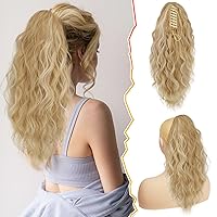 Vista 14 de BARSDAR Extensión de cola de caballo marrón – Extensiones de cabello de cola de caballo con clip de garra de 18 pulgadas para mujer, extensiones