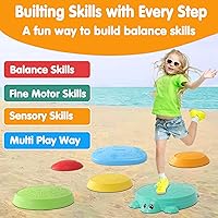 Vista 5 de Tabla de Equilibrio y Piedras de Paso para Niños – 2 en 1 Piedras de Paso de Tortuga Antideslizantes y Tabla de Equilibrio para Equilibrio de Niños
