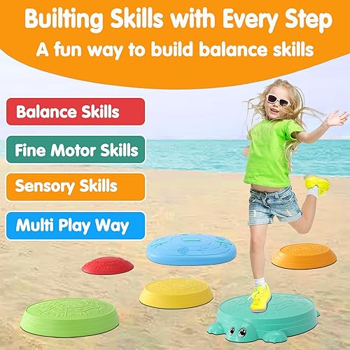 Miniatura 5 de Balance Board & Stepping Stones For Kids - 2-IN-1 No-Slip Turtle Stepping Stones and Balance Board For Toddler Balance & Obstacle Course, Indoor &