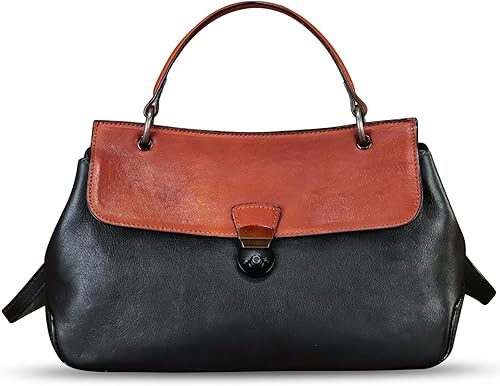 Bolsos y bolsos de cuero genuino para mujer, bolsos de cuero vintage, bolso bandolera con correa