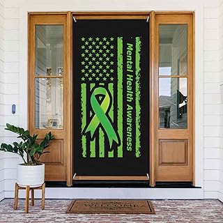 Mental Health Awareness Month Door Cover Flag Hanging Backdrop Background Outdoor Party Yard Door Decor ﻿