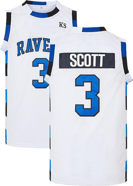 Camiseta masculina TUEIKGU Lucas Scott 3 Ravens Basquete Jersey Stitched Sports Movie Preta/Branca, Branco, Large