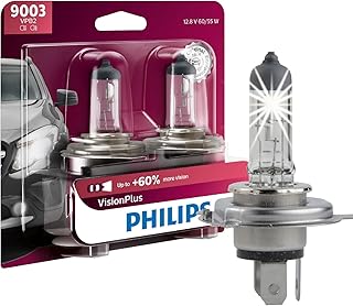 Philips Automotive Lighting 9003 VisionPlus Deluxe Upgrade Automotive Replacement Headlight Bulb, Fits Select High Beam, Low Beam, or Fog Positions (Pack of 2)