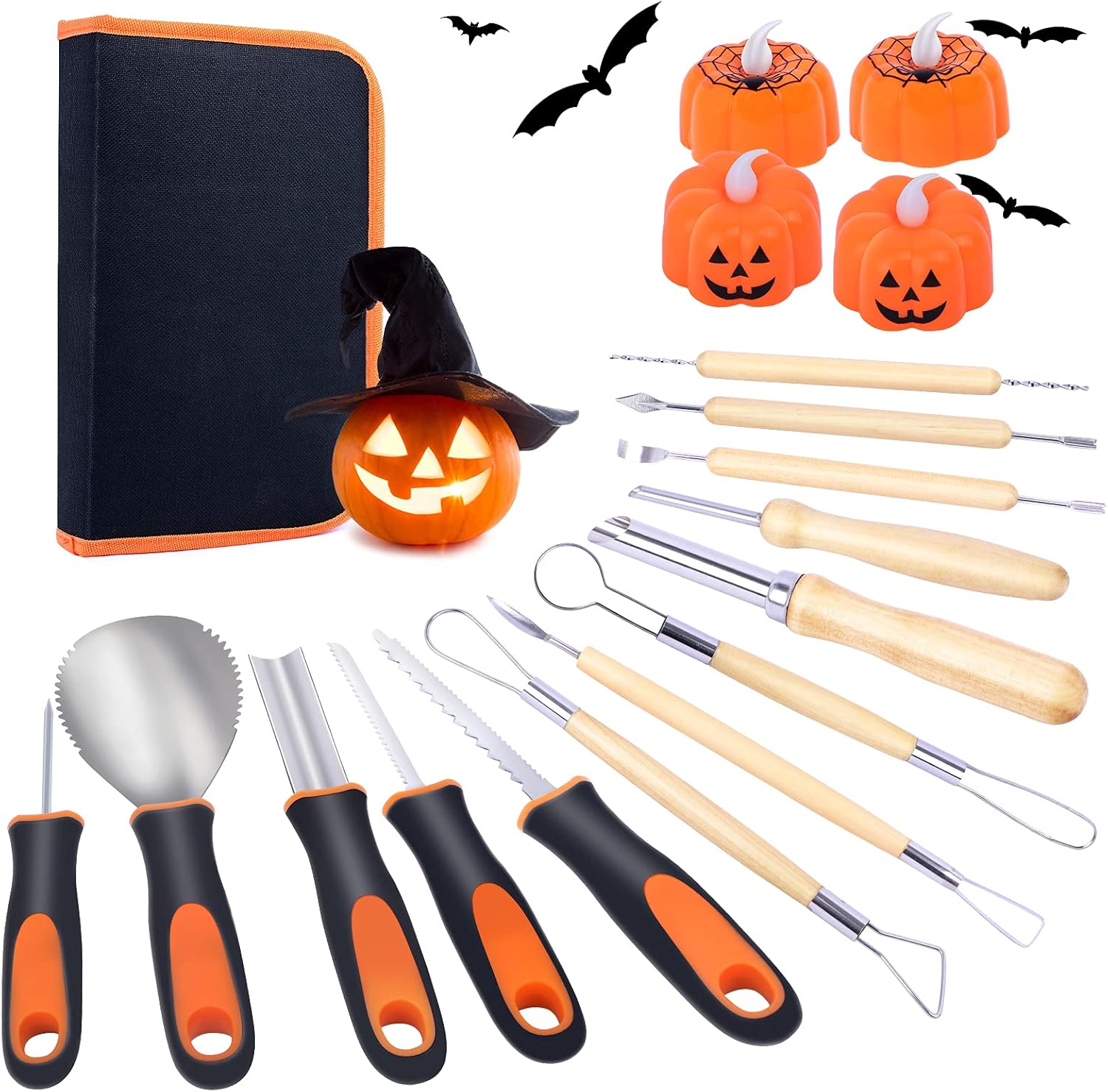 Big Discount Upgraded 18pcs Halloween Pumpkin Carving Kit Professional Pumpkin Carving Supplies Kit Tools For Adults Kids Stainless Steel Thickening Detail Sculpting Tools With Handbag Kitchen Dining Outlet Store Www Landmannhof It