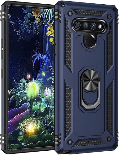 Dionsibei Carcasa de grado militar para LG Stylo 6, soporte de anillo giratorio de metal 360, soporte magnético para montaje en automóvil, funda