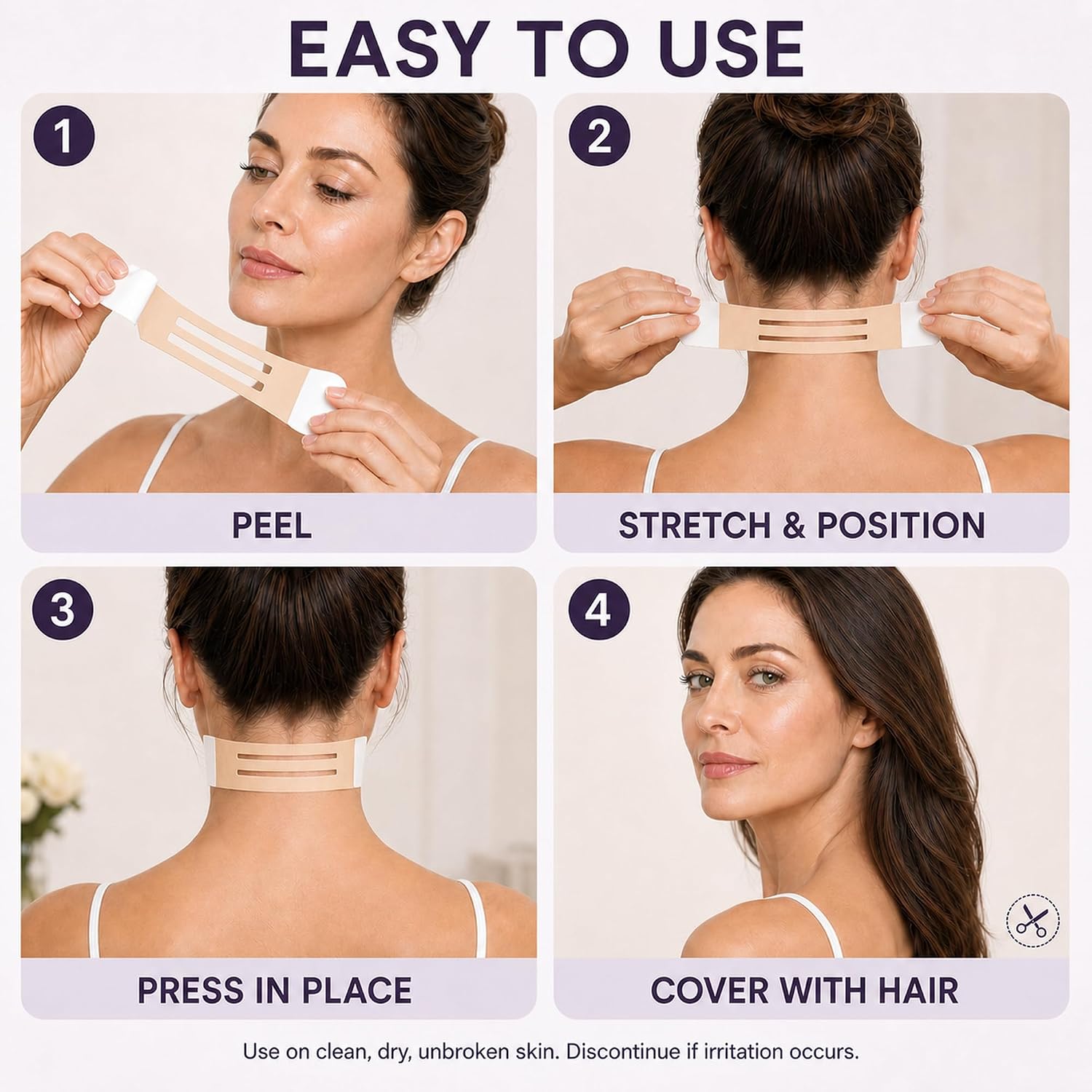 Invisible Neck Lift Tape, 4 Bands and 40 Patches
