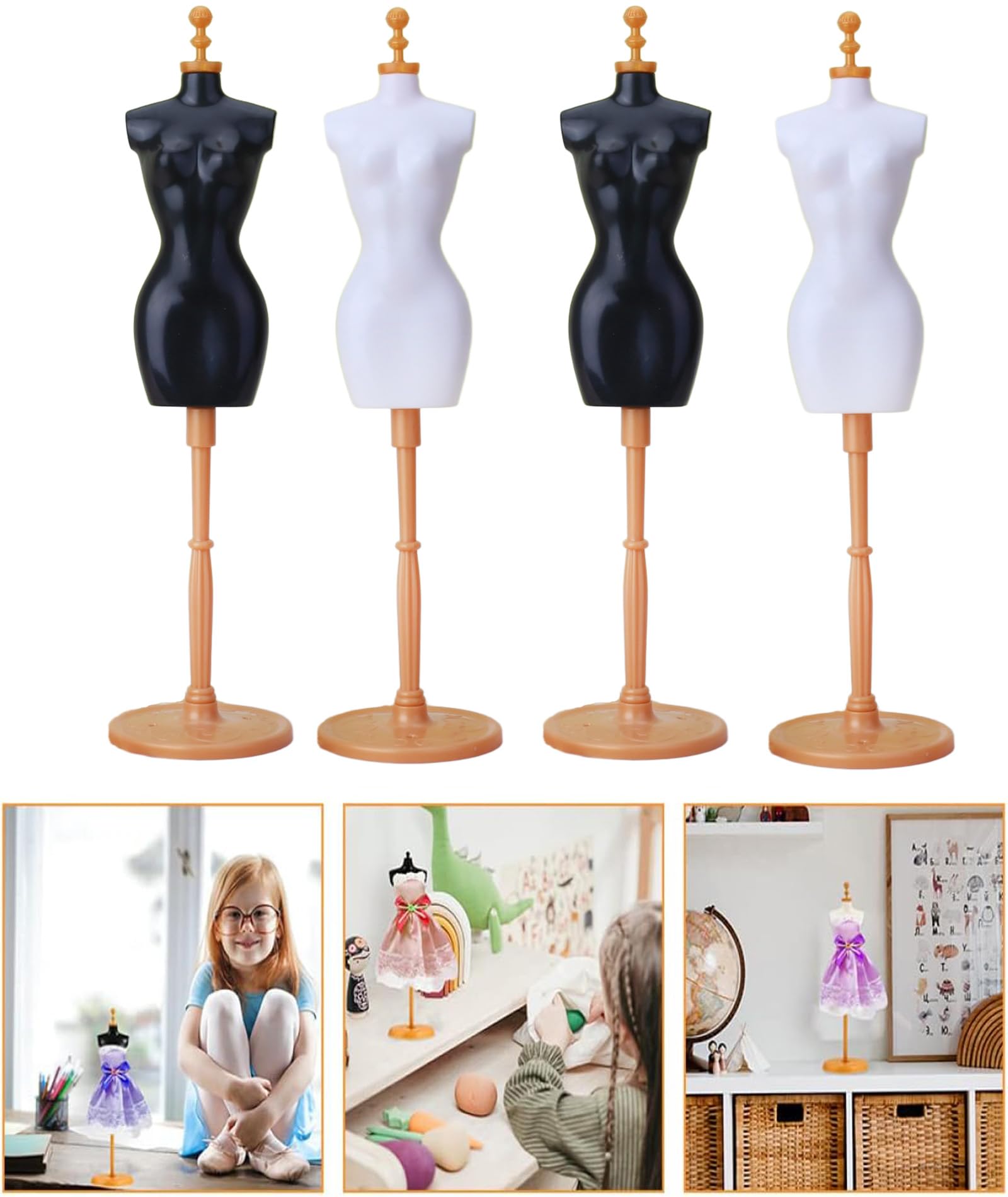 2 Pcs Mannequin, Simple Mannequin Doll Elegant Dress Stands Dress Form Mannequins Display Stand for Black*1 White*1 Suitable for Displaying Dolls Clothes - Image 7 thumbnail