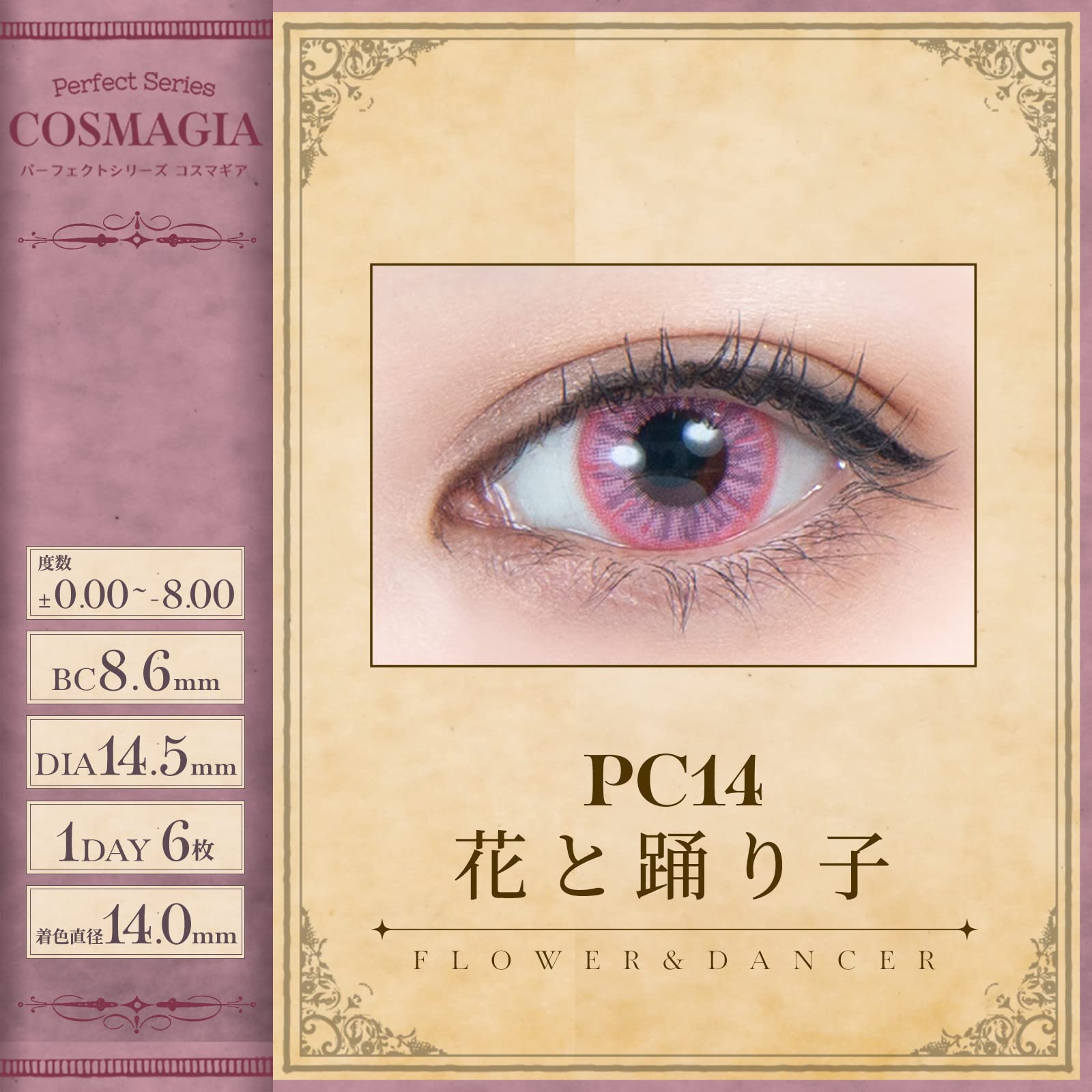 Tampilan samping kotak Perfect Series Cosma Gear PC14 Flower and Dancer